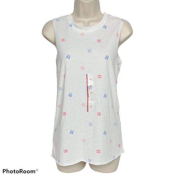 NWT Doe Flip Flop Print Tank Top Size XS Beach - Picture 1 of 4